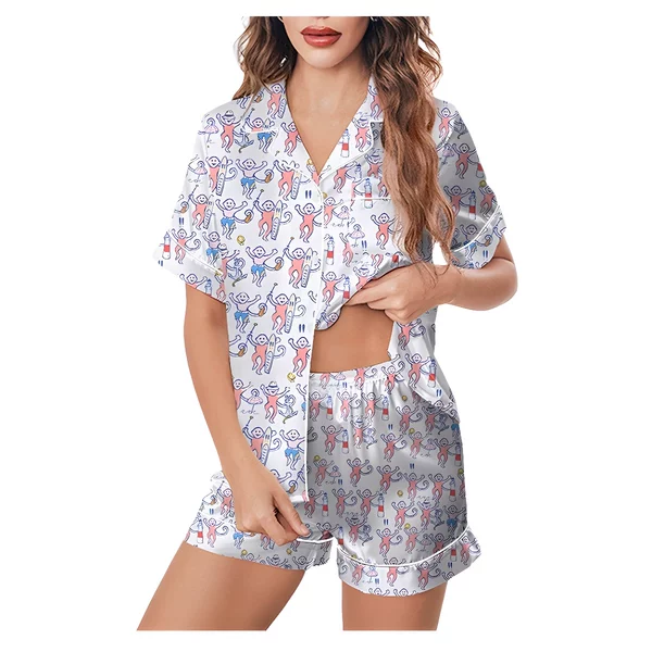 Monkey Print Set, Women's Pajamas, Plus Size, Stylish Family Loungewear, Amazon Cute Style