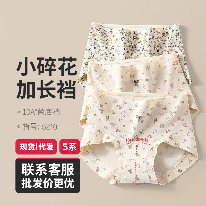 Pure Cotton Underwear Women's New High-Waisted Cotton Antibacterial Extended Crotch Full-Cover Hip Type a Cotton Women's Underwear Boxer Shorts