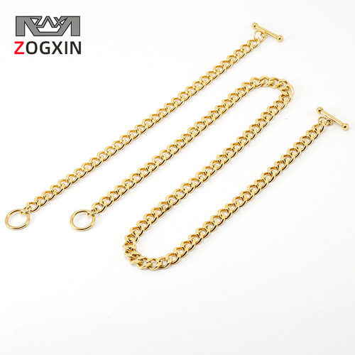 European and American stainless steel OT buckle Cuban chain men's versatile bracelet necklace 18K gold jewelry chain finished chain wholesale