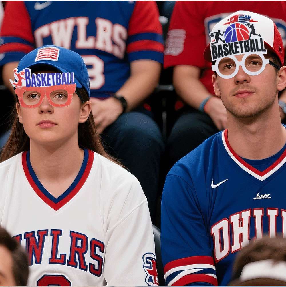 Nuevas gafas de fiesta con tema de baloncesto Juegos de juegos de baloncesto Decoración de juegos de baloncesto Aficionados animando Marco de gafas fotográficas