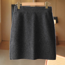 秋冬新款100%纯羊毛半身裙女时尚性感显瘦包臀裙高腰羊绒针织短裙
