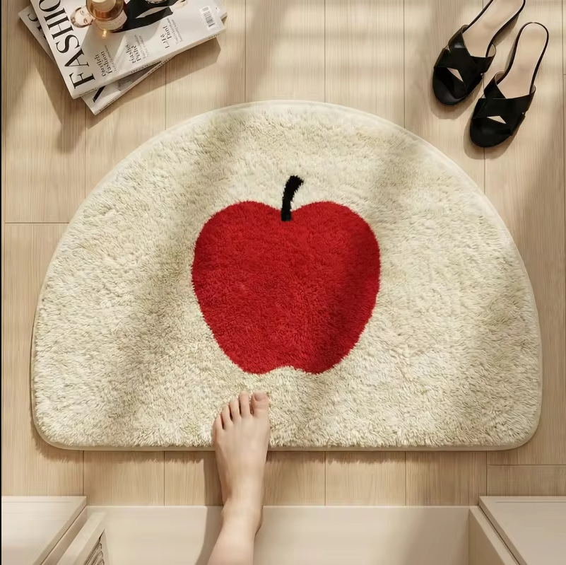 Cross-border best-selling Korean-style apple imitation cashmere bathroom absorbent cooling foot mat, skin-friendly soft bedroom floor mat, available for dropshipping