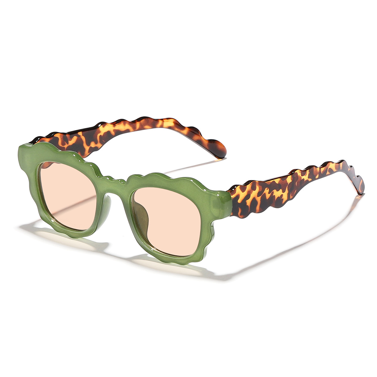 Transfronterizo nuevo personalizado flor ola borde gafas de sol pequeño marco cuadrado moda desgaste esencial gafas de sol