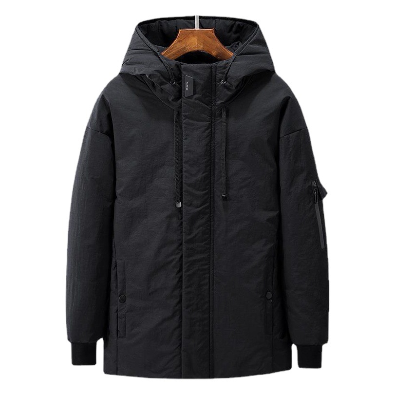 Chaqueta corta de los hombres de invierno engrosada estudiante guapo Juventud con capucha ropa de trabajo abrigo de invierno de los hombres moda