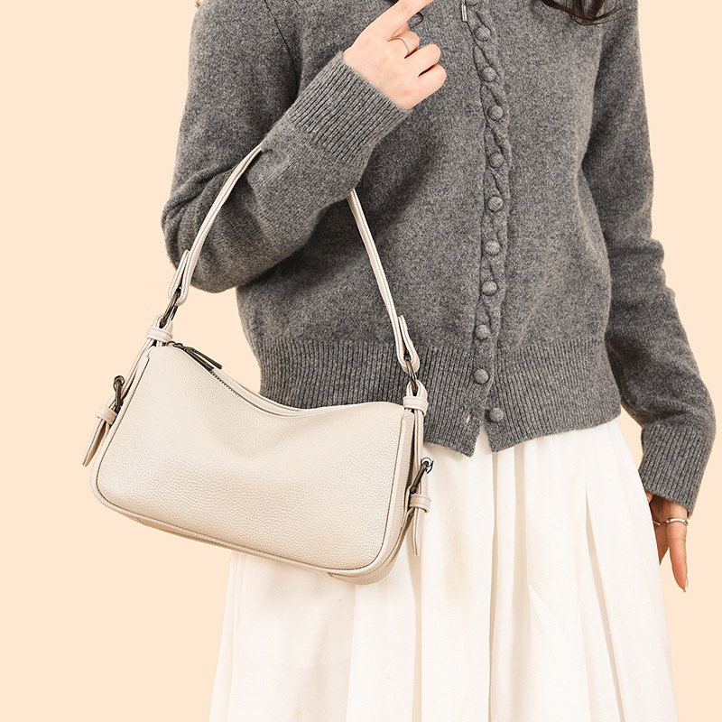 Manufacturer Genuine Leather Women's Bag 2025 New Arrival Commuter Versatile Underarm Shoulder Bag Top Grain Cowhide Simple Handbag Crossbody Bag - Thumbnail 4