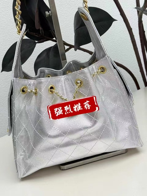 新款抽绳口袋hobo嬉皮包球纹水桶包单肩斜挎包腋下包菱格链条包|undefined