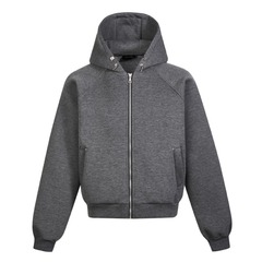ハミルト秋Boxyショートワイド版型ゆったりベース無地フード付きジッパー付きパーカー男女