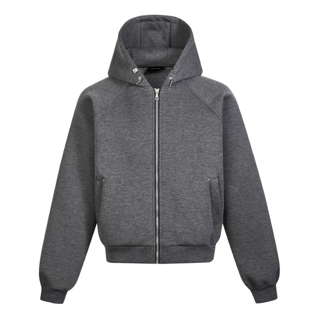 MADEEXTREME осень Boxy короткая и широкая версия свободная основа сплошной цвет с капюшоном на молнии толстовка толстовка для мужчин и женщин