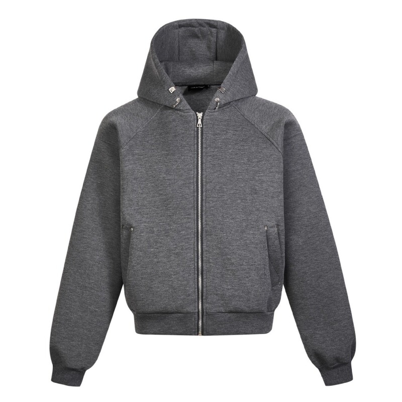 MADEEXTREME Autumn Boxy Short Wide Loose Base Solid Color Hooded Zipper Hoodie Sweater for Men and Women