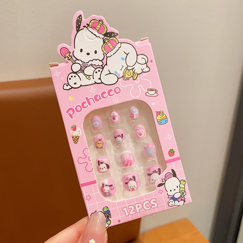 Niños Kulomi dibujos animados bebés usar uñas niñas lindas manicure parches de uñas impermeables para usar