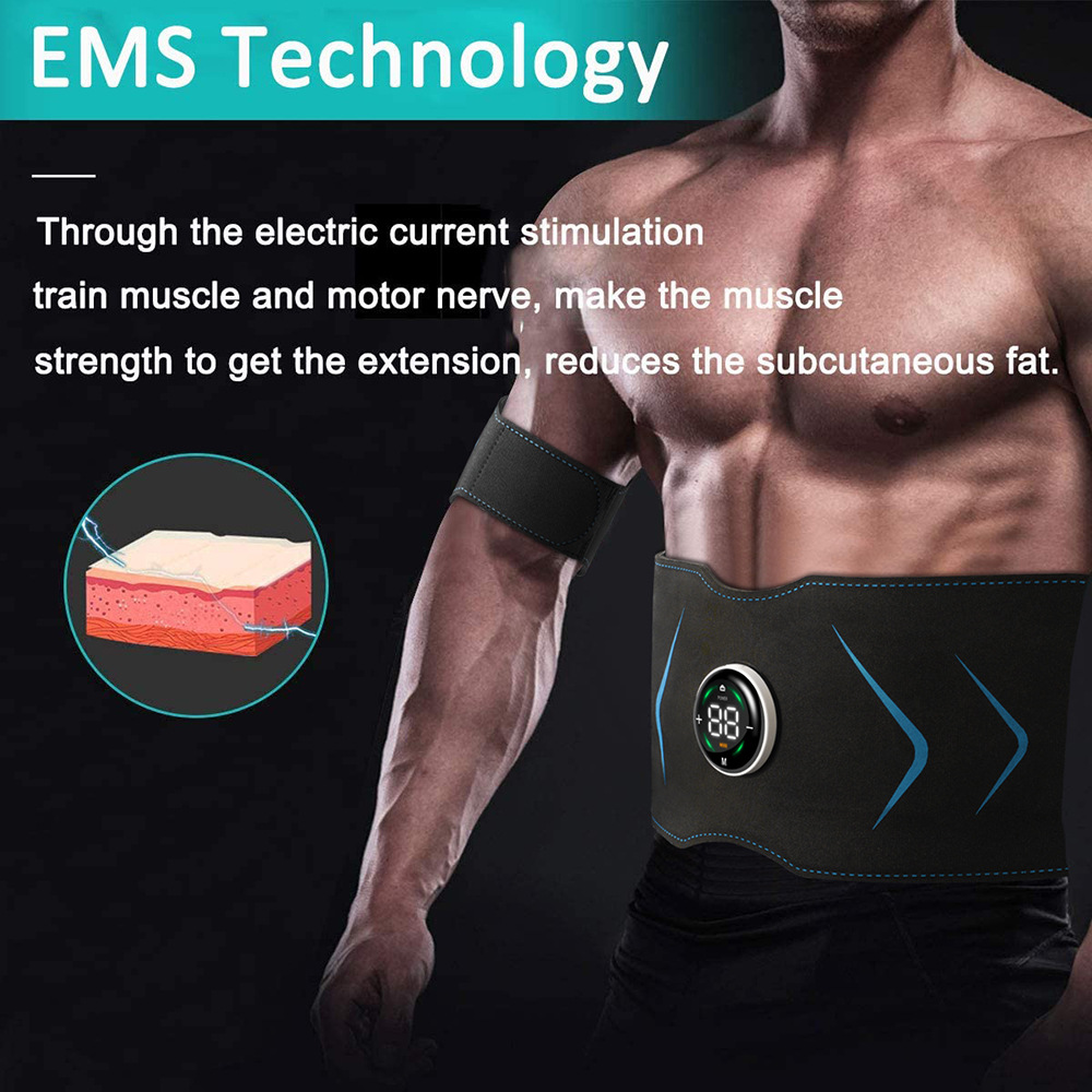 Pantalla táctil EMS cinturón muscular abdominal cinturón de masaje instrumento de fitness abdominal pegatinas musculares abdominales máquina de adelgazamiento del vientre fitness perezoso fitness abdominal