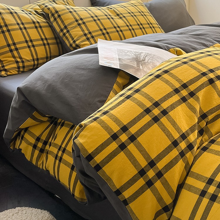 Juego de cuatro piezas de algodón 100 cama de dormitorio de algodón de tres piezas sábanas, edredón, funda de edredón, funda de edredón, cama individual para niños 4