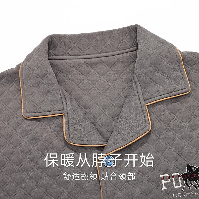 Pijamas de algodón para hombres se pueden usar fuera de otoño y invierno engrosado aire caliente algodón manga larga conjunto