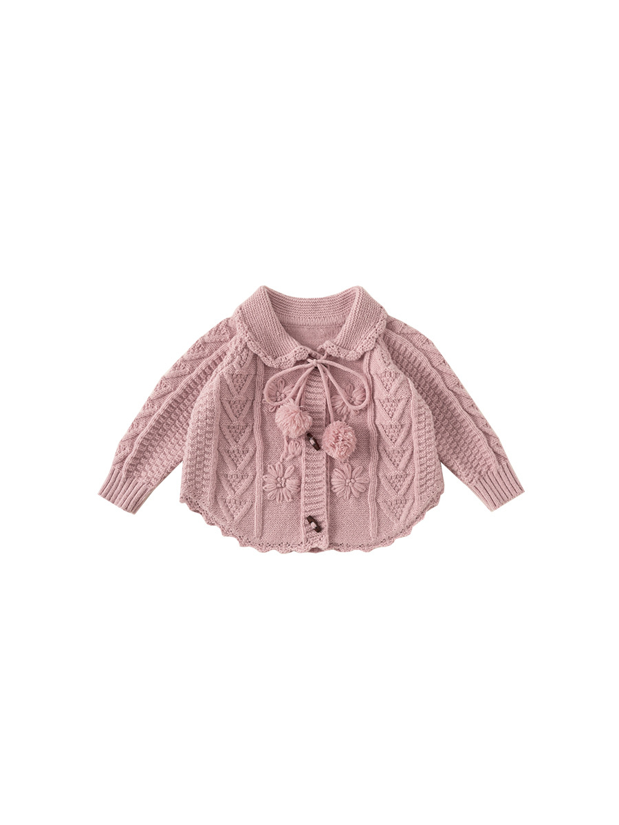 Yubao ropa infantil suéter de niña primavera y otoño 2026 con solapa cardigan de punto chaqueta de mangas largas ropa infantil