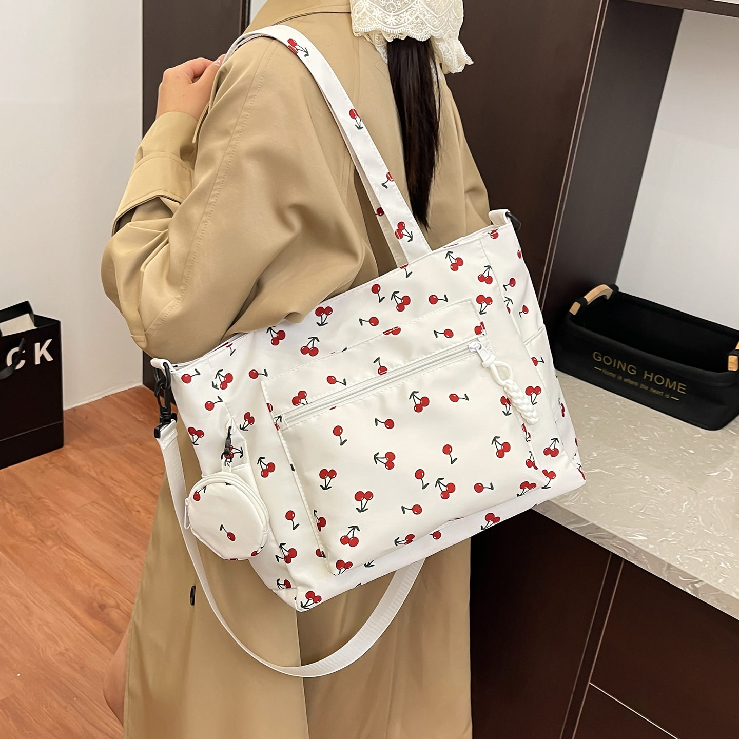 Bolsa de hombro transfronteriza tela tela impresa bolsa de mano bolsa de hombro de gran capacidad de moda moda bolsa de viaje corto