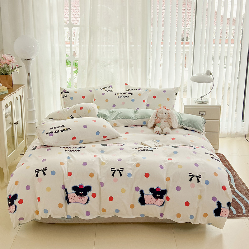 New Skin-Friendly Washed Cotton Single Quilt Cover for Student Dormitories, Breathable and Non-Stuffy Sweat Quilt Cover, College Student Dormitory Pillowcase Pair