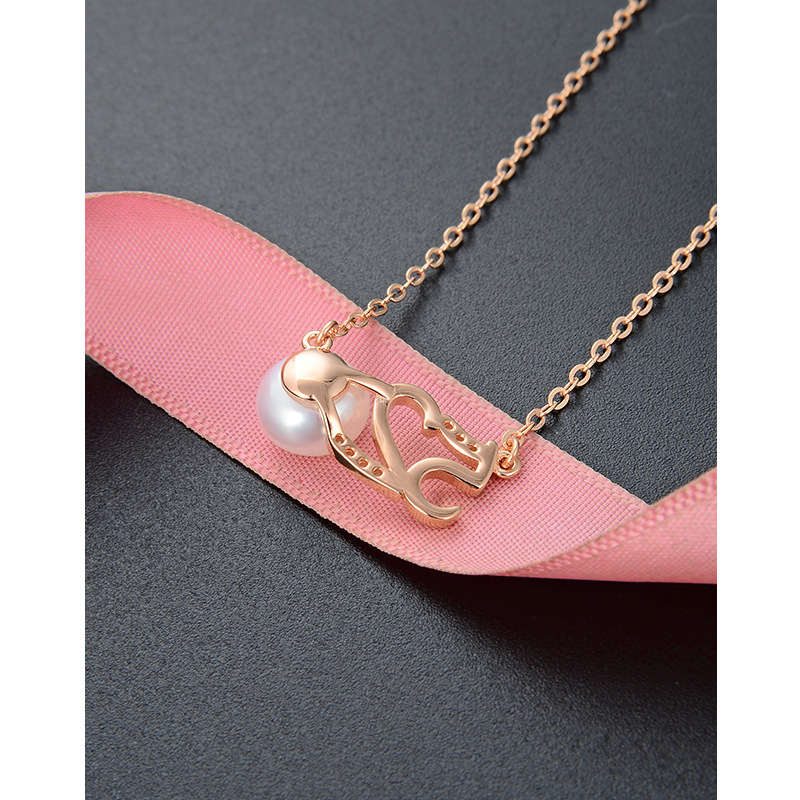 Diamante 520 collar de perlas agua dulce femenina s925 plata esterlina estilo coreano elegante clavícula cadena regalo del amante Día San Valentín