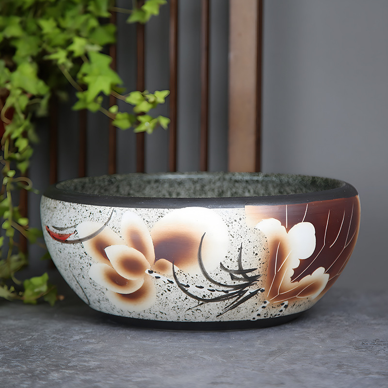 *金魚飼育用景徳鎮陶器大水槽、卸売亀鉢、水耕植物、睡蓮、蓮水槽、卓上飾り|undefined