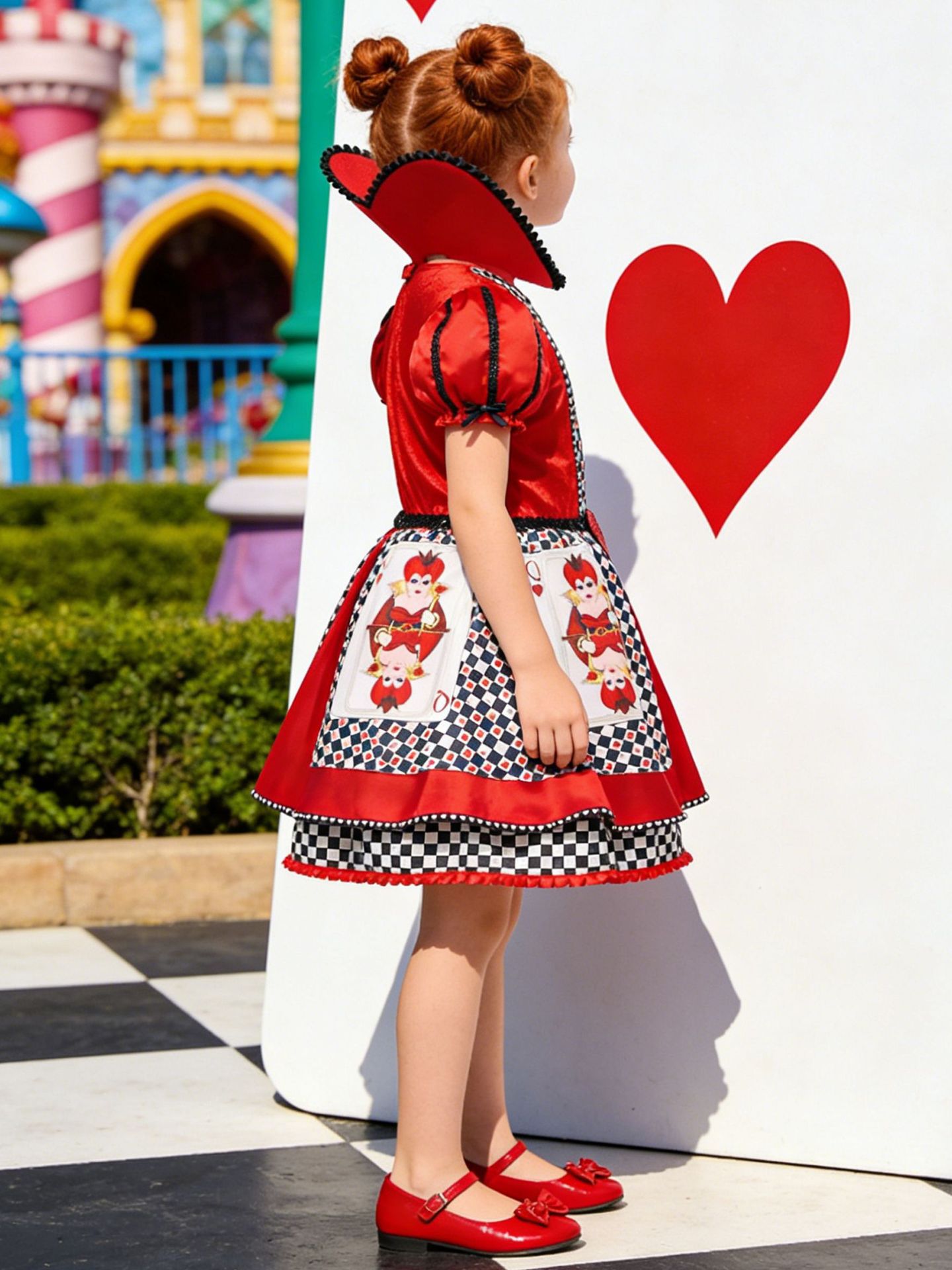 Corazones reina de niñas show dress cosplay juego de roles anime vestido de impresión nuevo cross-border