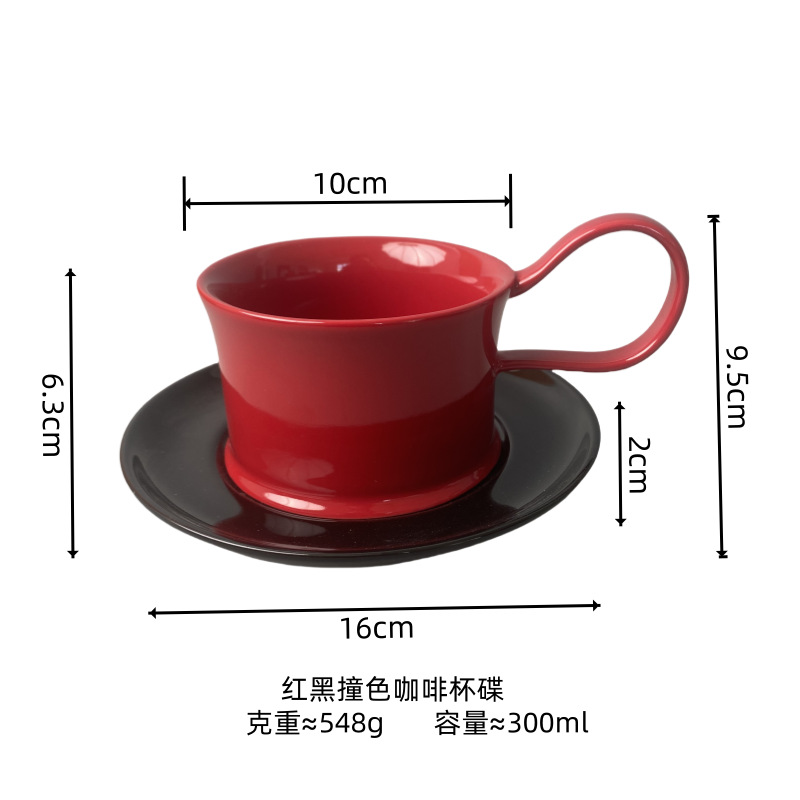 Juego de tazas y platillos de café de alta gama de lujo ligero, creativo, alto, estilo antiguo, taza de té de la tarde, regalo de novia