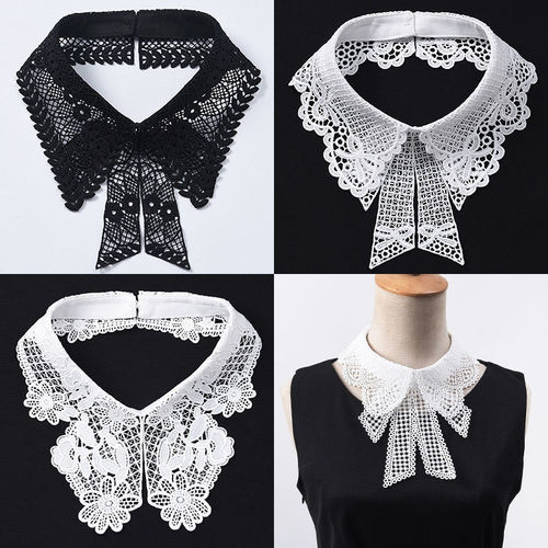 Korean-style versatile and fashionable bow collar, detachable collar for children and adults, decorative collar ring with floral edge lace accessory collar