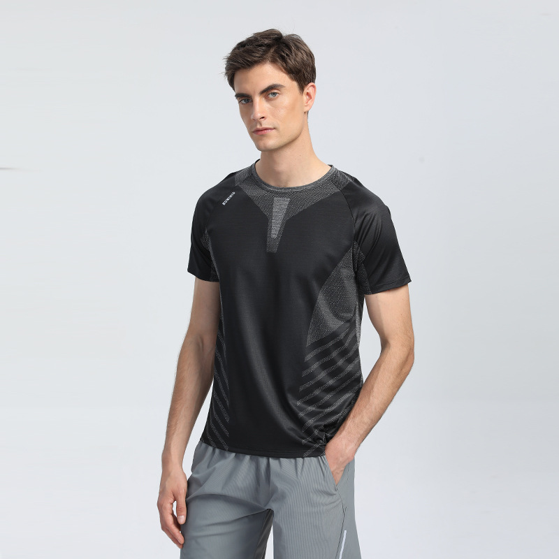 Verano corriendo ropa de secado rápido hombres de seda de hielo de fitness manga corta casual cómodo deportes camiseta cuello redondo al aire libre de los hombres UA