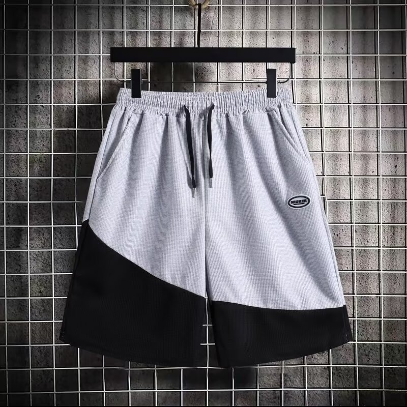 Dünne, lässige Sporthose für Herren, schweißabsorbierend, atmungsaktiv, Übergröße, locker, trendig, Fünf-Punkt-Schnitt_voghion.com