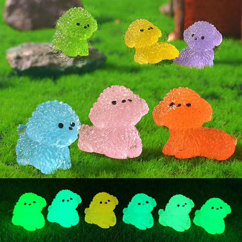 Car Dashboard Decoration DIY Accessories Cross-Border Cute White Bichon Frise Micro-Landscape Potted Plant Decoration Small Ornaments
