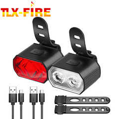 Bicycle light dual T6 lamp beads aluminum alloy shell TYPE-C fast charging LED helmet warning tail light set