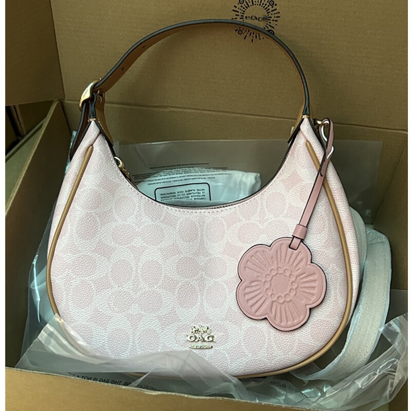 Coach New Model Emily23 Underarm Bag Classic Retro Monogram Crescent Bag Single Shoulder Handbag Hobo Half-Moon Bag