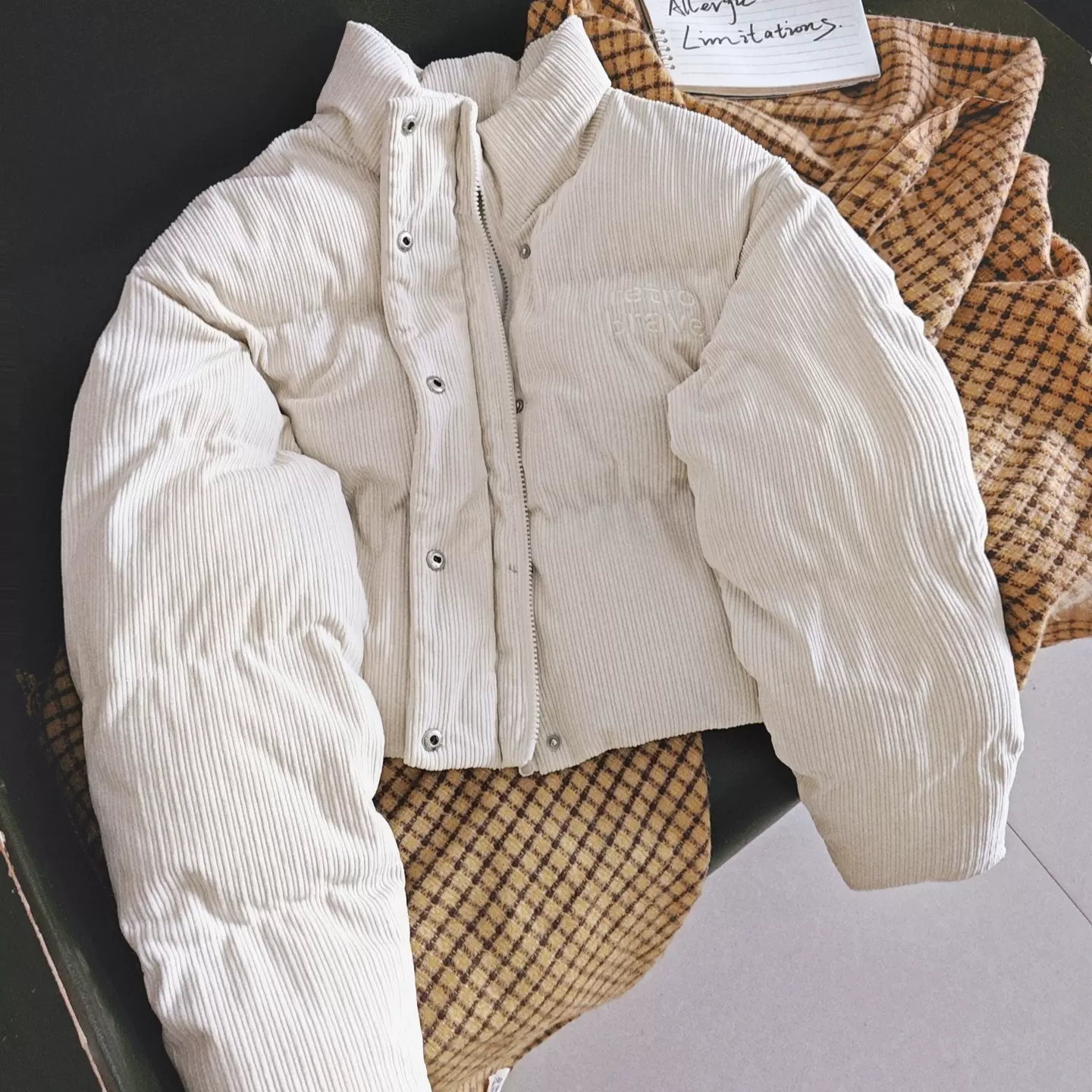 【跨境专供】韩系短款灯芯绒棉服女 2025 新款立领保暖面包服