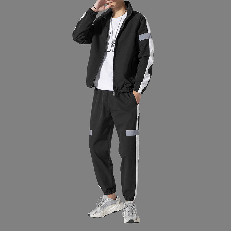 Primavera y otoño juego deportivo para hombre coreano casual de dos piezas hombre guapo moda universal chaqueta de hombre grande moda