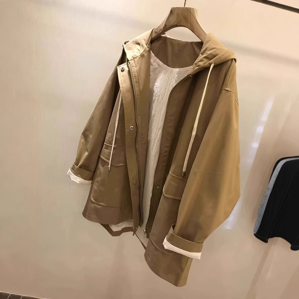 Version, workmanship is absolutely unique!!! Sousy Fashionable Simple Loose Profile Slim Hooded Coat Women's Coat
