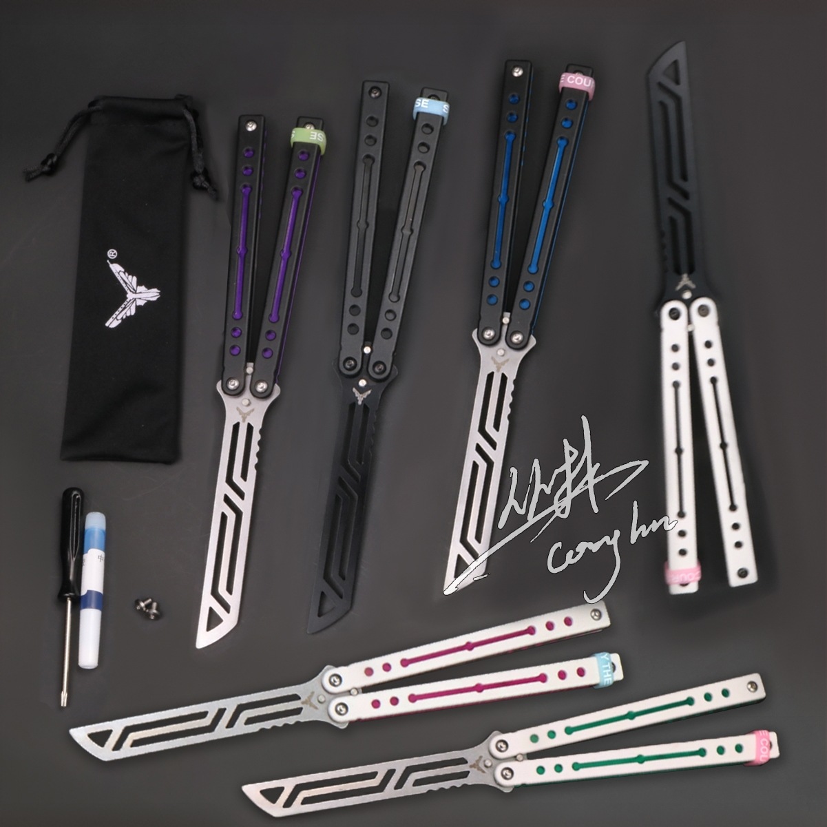 yy钢鹦鹉螺夜光新人入门未开刃花式玩耍蝴蝶刀钢刀【Bali丛林