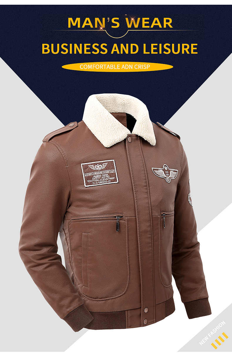 Men's Leather Jacket With Fleece Lining For Winter And Autumn Style_voghion.com