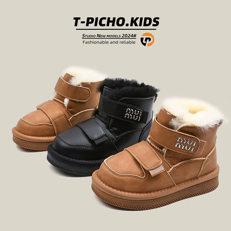 Детские теплые зимние сапоги из хлопка, новая модель 2025 года, хлопковые ботинки для мальчиков в корейском стиле, водонепроницаемые нескользящие хлопковые сапоги для девочек