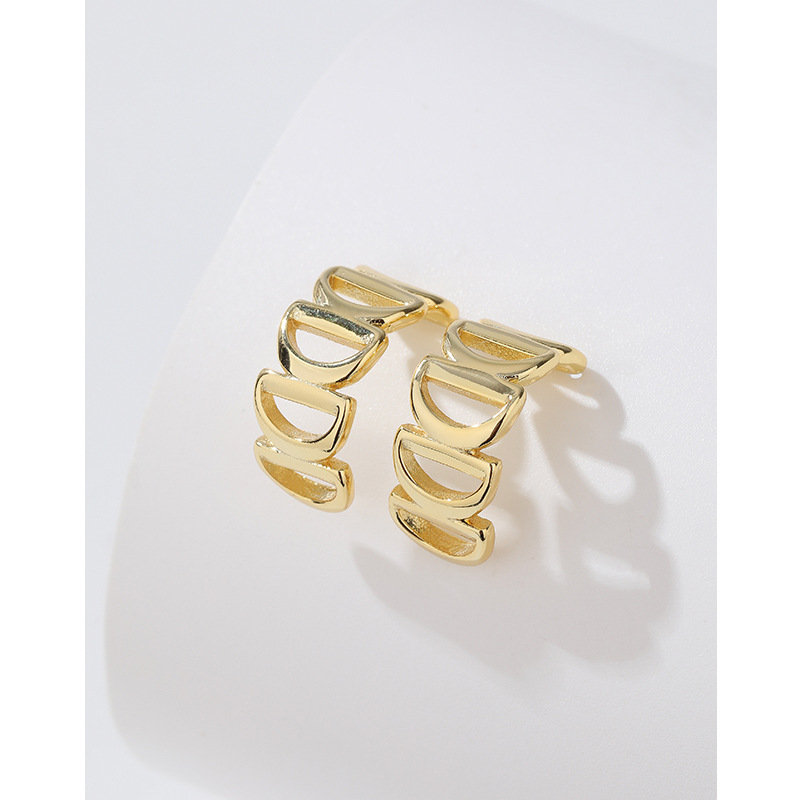 Pendientes de media luna en forma de D de oro para mujer 925 plata esterlina nicho francés 2024 nuevo estilo frío pendientes de alta calidad