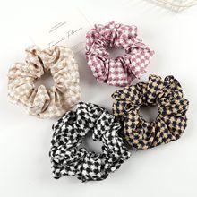 秋冬韩系千鸟格大肠发圈高级感扎头发绳气质简约休闲发圈饰品批发