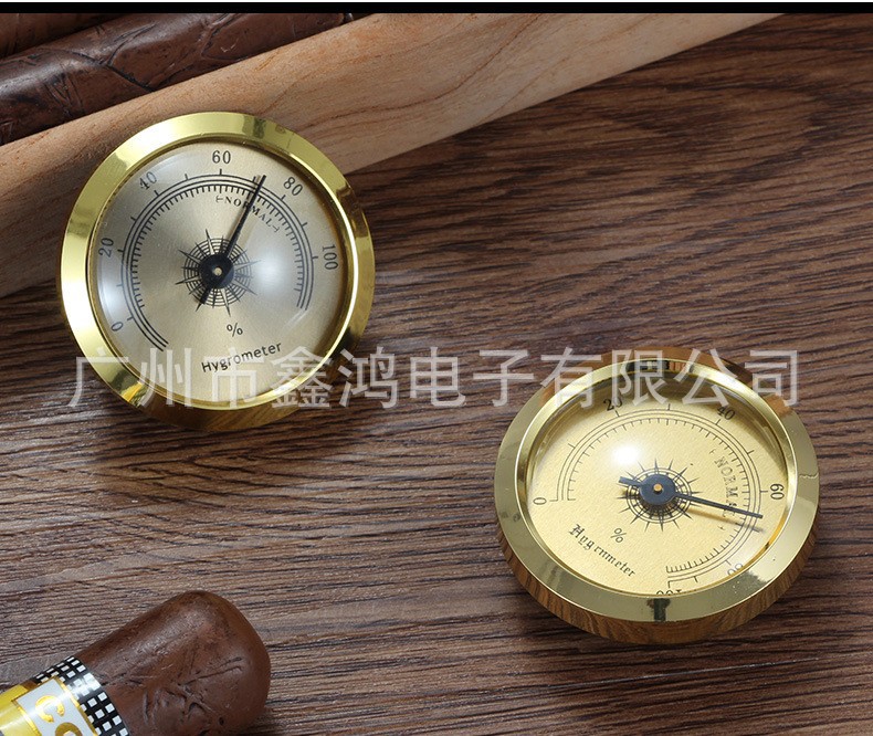 45mm雪茄盒金属温湿度计仪表精准温控仪厂家批发指针式温湿度表