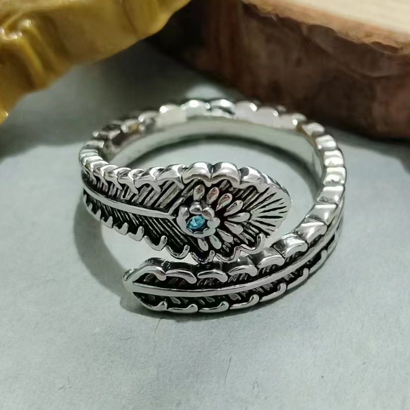 Vintage thailändska silverringar med zirkon för herr och dam_voghion.com