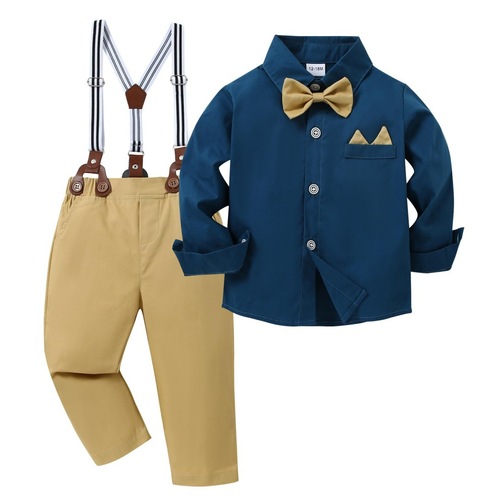 Cross-border European and American style new spring/autumn children's clothing boys' long-sleeved shirt and long pants gentleman's three-piece suit formal wear performance outfit one piece