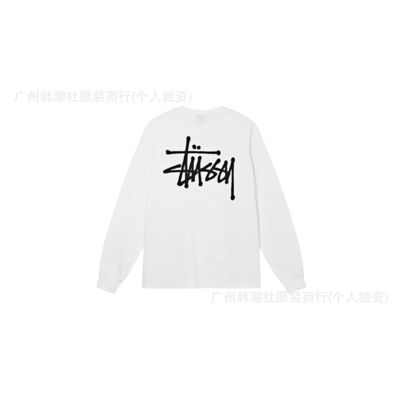 25S跨境斯图西长袖印花t恤美式潮牌STUSSY圆筒布休闲宽松男女同款|undefined