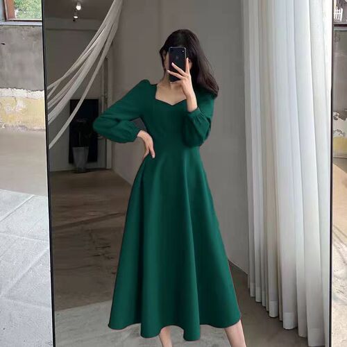 Improved model, please check the actual product before ordering - Audrey Hepburn style black mini dress for women, spring vintage long collar