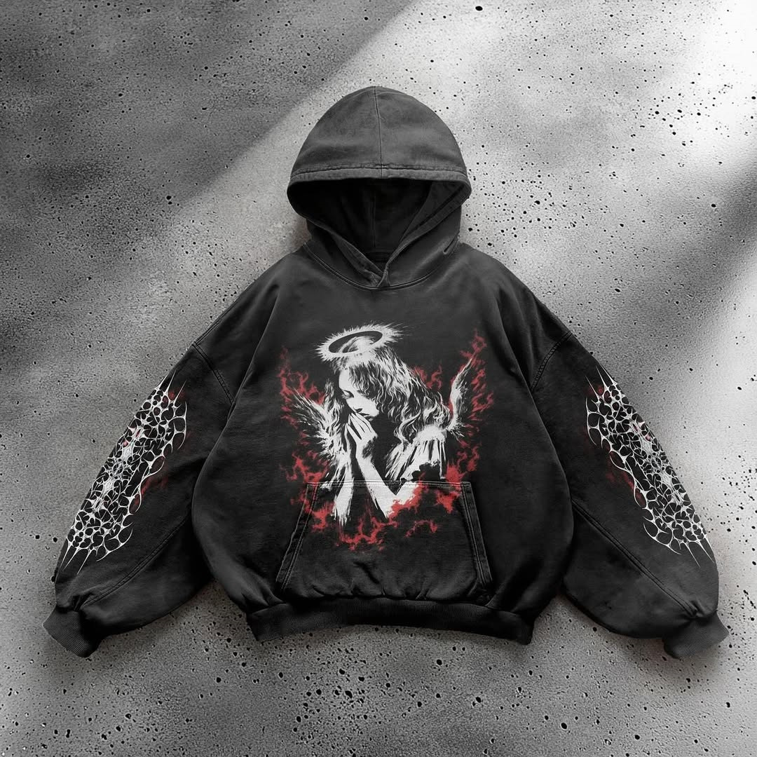 Men's Clothing Printed Sweatshirt Long Sleeved Pullover Hoodie Retro Jacket Street Fashion European And American Wholesale_viptrois.com