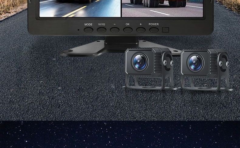 24V semi-trailer front and rear camera recorder with high-definition night vision, 12V dual-camera reversing image integrated device for trucks