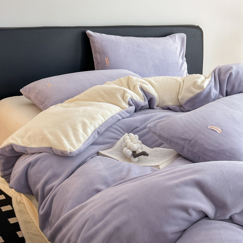 10A antibacteriano invierno leche cama de lana de cuatro piezas con cubierta de edredón caliente engrosada invierno invierno bebé cama de lana de coral