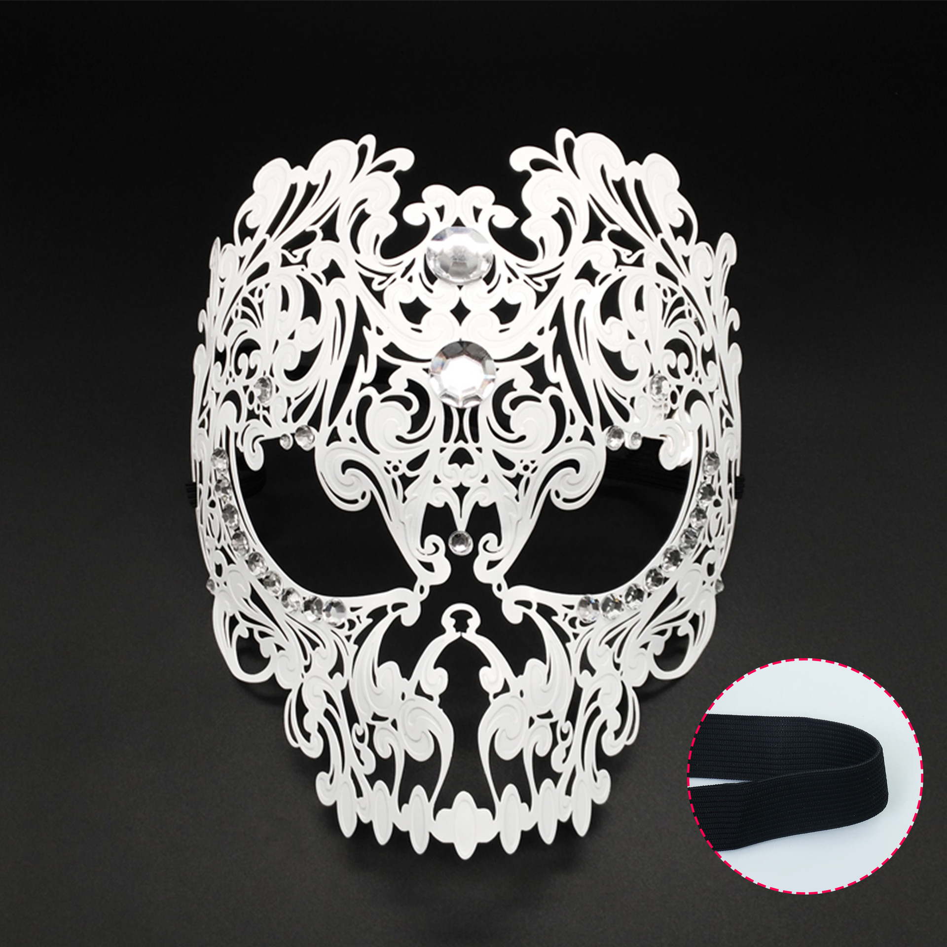 Transfronterizos para máscaras de diamantes de hierro forjado, máscaras de perforación de punto para hombres, máscaras de baile de maquillaje para adultos, máscaras de metal de carnaval