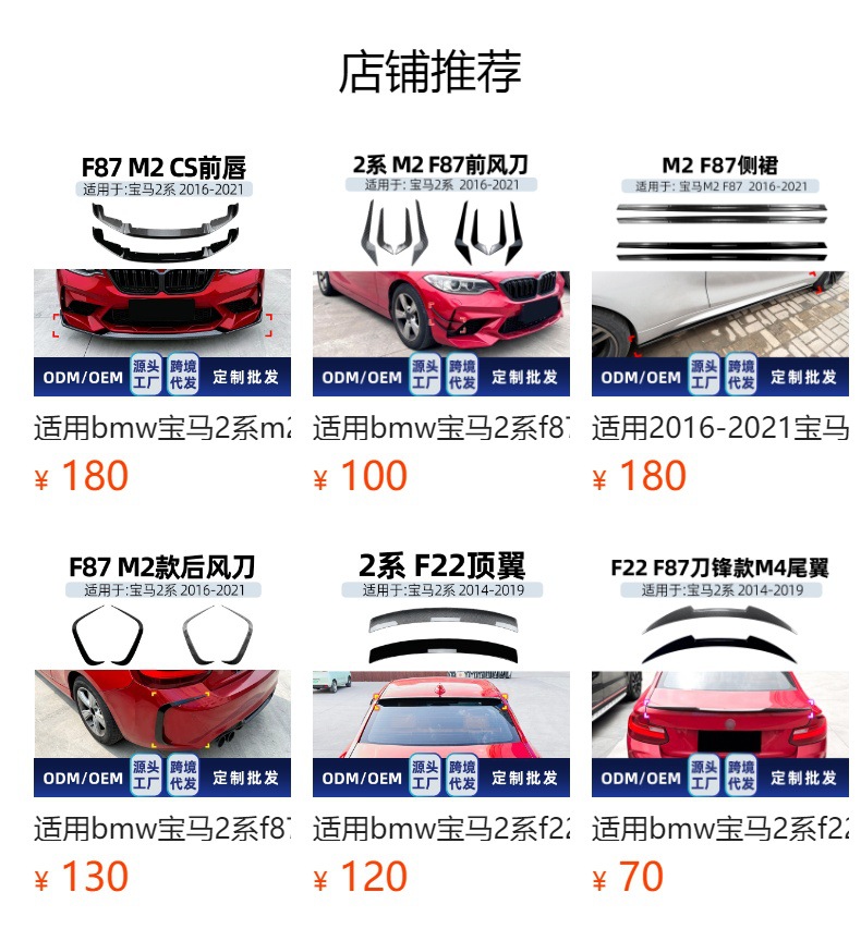 Suitable for BMW M2 F87 Performance Edition 2016-2021, specialized rear lip spoiler body kit for cross-border modification