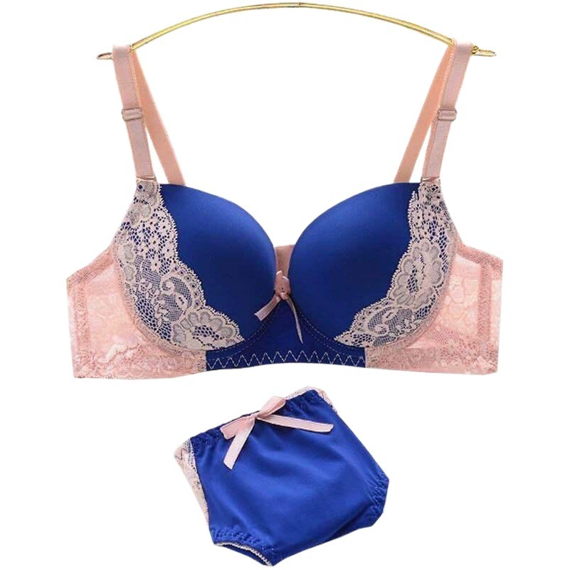 Оптовая Продажа с фабрики, европейский и американский модный кружевной вязаный бюстгальтер со стальным кольцом, маленькая грудь, индивидуальный костюм нижнего белья для девочек