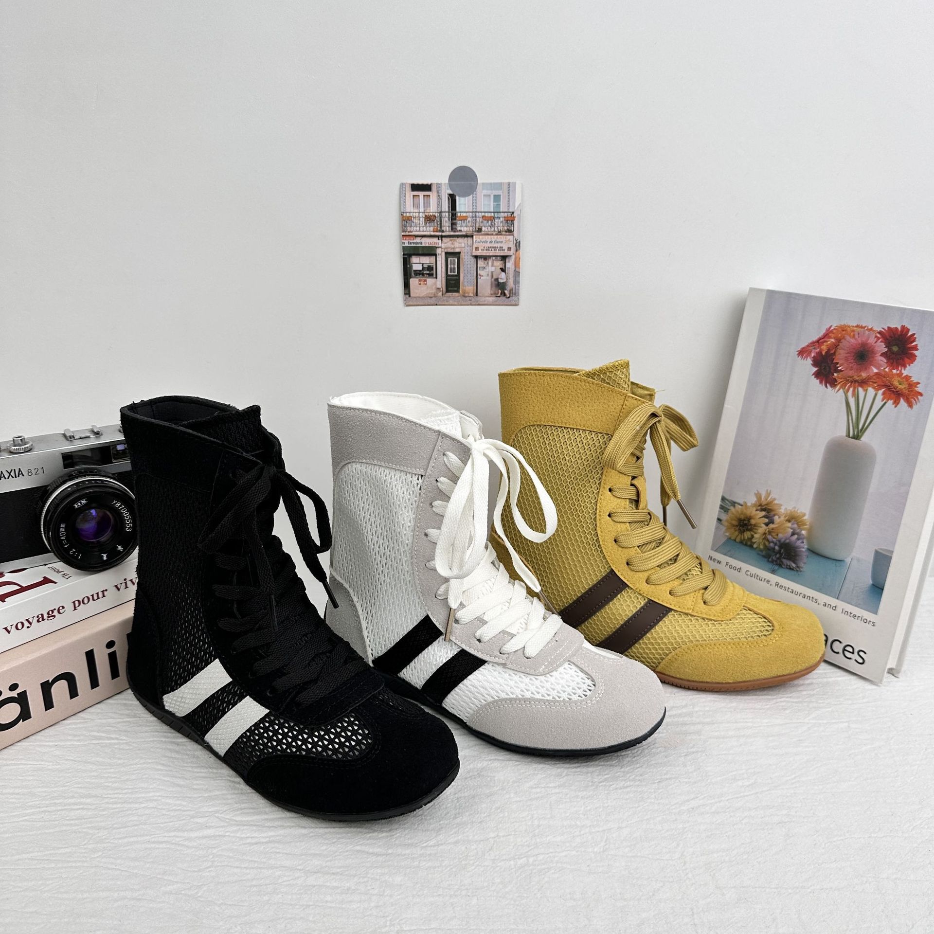 A9922 zapatos de boxeo de altura interior con suela blanda zapatos de entrenamiento alemanes de verano 2025 zapatos de carreras de moda retro versátiles image 1